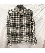 Eddie Bauer Gray Black Plaid Cotton Long Sleeve Shirt Med - $20.34 CAD