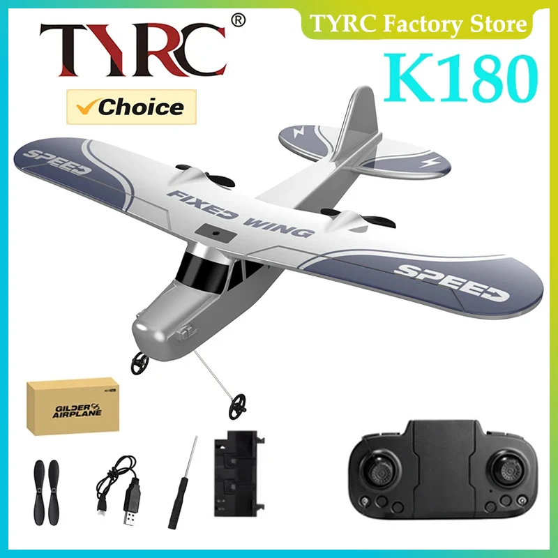 TYRC K180 RC Plane 2.4G with LED Lights Aircraft Remote Control Flying Model - £28.23 GBP