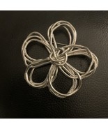 VINTAGE SILVER TONE MODERN MOD Flower WIRE Open-Work Brooch Pin - 3&quot; - $19.34