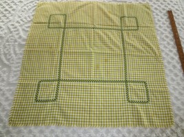 Vtg. UNUSED Light Avocado GINGHAM CHECK Embroidered RICKRACK TABLECLOTH-... - $11.88