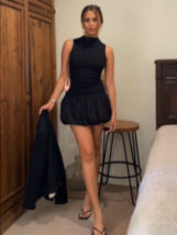 Zara Bnwt 2024. Black Matching Ribbed Dress Balloon Skirt. 0085/311 - £49.16 GBP