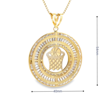 10K Gold CZ Round Basketball and Hoop Charm - £339.71 GBP