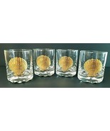 Culver Gold Shell Old Fashion 8 Oz Glasses 22k Gold Signed 1960s Set of ... - $102.84