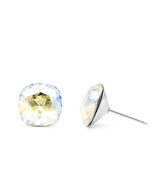 10mm Iridescent Swarovski Cushion Cut Stud Earrings with Hypoallergenic ... - €21,67 EUR