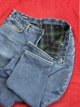 Flannel Lined Blue Denim Jeans Mens Regular 38 x 31 from Lands End Cold Weather - £21.26 GBP