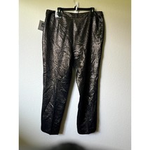 Anne Klein Metallic Snakeskin Pants 14 NWT | Gold Black Straight Leg Glam - $1,026.40 MXN