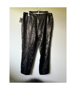 Anne Klein Metallic Snakeskin Pants 14 NWT | Gold Black Straight Leg Glam - $1,004.40 MXN