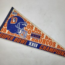 Vintage 1989 Denver Broncos AFC Champions Super Bowl XXIV 30” Pennant Ba... - £25.52 GBP