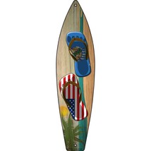 Oklahoma Flag and US Flag Flip Flop Novelty Mini Metal Surfboard MSB-274 - £13.23 GBP