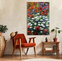 Flower painting in frame &quot;Blooming expanses&quot;, Abstract landscape wall ar... - £377.64 GBP