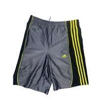 Adidas Boys Size Medium Gray Black Yellow basketball Shorts Athletic Spo... - $12.86