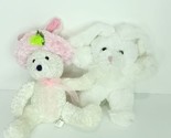 Lot Of 2 Easter Bunny Rabbit White Pink Hat Nose Plush 9&quot; Stuffed Animal... - $21.77