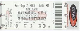 2004 Arizona Diamondbacks @ San Francisco Giants Full Unused ticket Sept 5th - $9.46