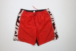 Vintage Speedo Mens Size XL Distressed Spell Out Lined Shorts Swim Trunks Red - £23.23 GBP