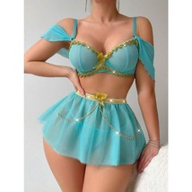 3pc Aladdin Princess Jasmine Arabian Nights Sexy Cosplay Lingerie Set XL - $560.45 MXN