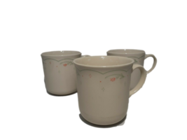 Corelle Calico Rose by Corning Set of 3 Mugs, Sandstone with Green - $8.73