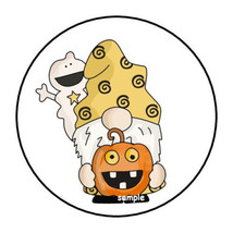 30 Gnome Halloween Envelope Seals Labels Stickers 1.5&quot; Round Pumpkin Ghost Cute - £5.98 GBP