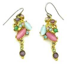 Designer Isaac Manevitz BEN AMUN Multi Color Crystal Drop Earrings - £94.96 GBP