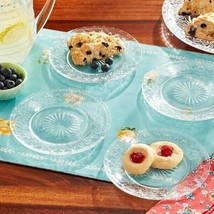 Pioneer Woman Cassie Embossed Clear Appetizer Plates 4-Piece Salad Desse... - £18.99 GBP