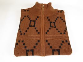 Mens SILVERSILK Fancy Thick Sweater Jacket Zipper Pockets Mock Neck 4202 Brown image 9
