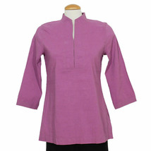 Eileen Fisher Sweet Plum Purple Stretch Viscose Linen Tunic Top Ps - £104.47 GBP