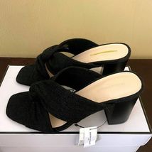 Banana Republic Black Woven Twist Front Block Heel Mules Square Toe Sand... - $59.39