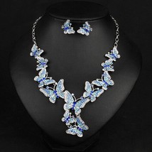 New Elegant Butterfly Bridal Jewerlry Sets Drop Earrings Indian Statement Neckla - £28.10 GBP