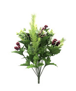 Christmas Decoration Snow-Covered Holly Berry Picks with Pine Cone Bush,... - $27.00