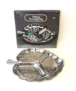 Vintage stainless steel deluxe serving tray leaf shaped divided dish wit... - £3.90 GBP