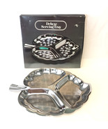 Vintage stainless steel deluxe serving tray leaf shaped divided dish wit... - $5.00