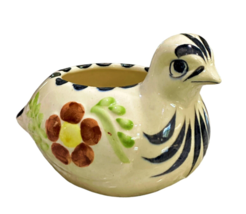 Mexico Tonala Style Bird Ceramic Planter Hand Painted Floral Multi-ColorVintage - £9.96 GBP
