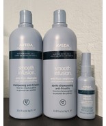 Aveda Smooth Infusion ANTI-FRIZZ Shampoo &amp; Conditioner 33.8oz +Style-Pre... - £117.68 GBP
