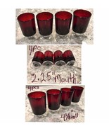 4 Vintage Ruby Red Glasses Clear Stem Cavalier Luminarc Arcoroc 4 1/8” t... - $30.00