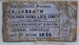 Vintage Nero Sabbath Ticket Stub Agosto 14 1980 Dayton Ohio - £51.94 GBP