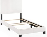 Platform With Pu Leather Upholstery, Twin Size, Furinno Fb19821Twh. - £97.52 GBP