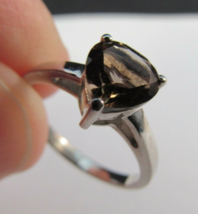 Sterling Silver &amp; Smokey Quartz Ladies Womens Tccg Ring 2.3g .925 Size 7 - £25.45 GBP