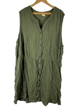 Faded Glory Dress Size 4X Shirt Dress Button Down Military Green Casual ... - $32.42