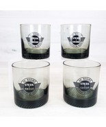 Vintage Steak n Shake Smoked Glass 3.5&quot; On the Rocks Set 4 Bar Glasses w... - £29.95 GBP