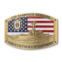 NAVY USS SAMPSON DDG-102  3&quot; BELT BUCKLE - £39.50 GBP