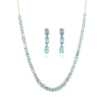 Natural Blue Topaz Gemstone Necklace and Earrings Set - £1,165.49 GBP
