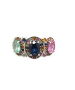 BBJ Designer Ring Sterling Silver Multi Colored Stones 5 Grams Size 8 - $42.56
