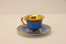 Ambrosius Lamm Dresden Saxony Demitasse Set Gold Gilded Teacup &amp; Saucer - $269.59