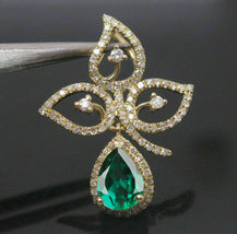 1.8Ct Pear Emerald Diamond Art Deco Beauty Pendant Necklace 14k Yellow Gold Over - £89.83 GBP