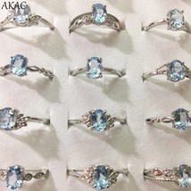 S set akac natural blue topaz ring approx5 7mm natural stone women ring adjustable ring thumb200