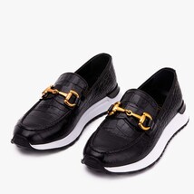 The Milan Black Croc-Embossed Leather Women Sneaker image 6