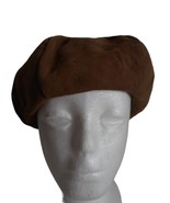 Brown Suede Leather Beret Hat One Size - $23.99