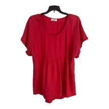Umgee Womens Shirt Adult Size Large Short Sleeve Ruffle Linen Baby Doll Boho - £19.73 GBP