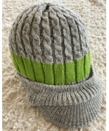 Childrens Place Boys Gray Green Knit Winter Beanie Hat Bill Large 8+ - £7.32 GBP