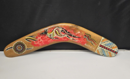 Australian Aboriginal Boomerang Hand Painted Dots Kangaroo Wood Folk Art... - $14.99