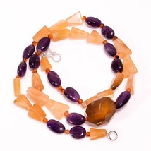Brown Chalcedony Aventurine Amethyst Gemstone Beads Necklace 2-18 mm 18&quot; UB-8290 - £8.75 GBP